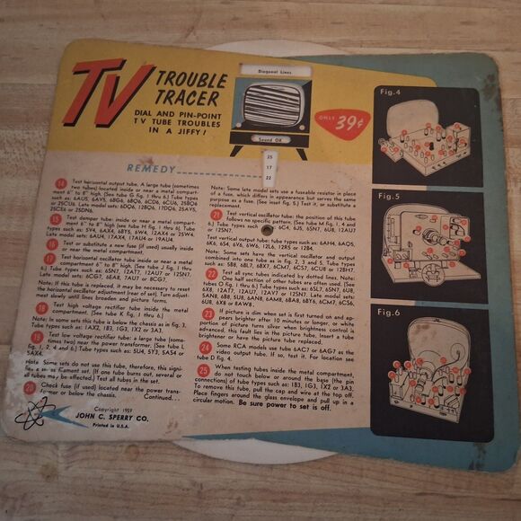 1959 John C. Sperry TV Trouble Shooter’s Guide & Trouble Tracer Set Vintage Tube - Picture 7 of 7